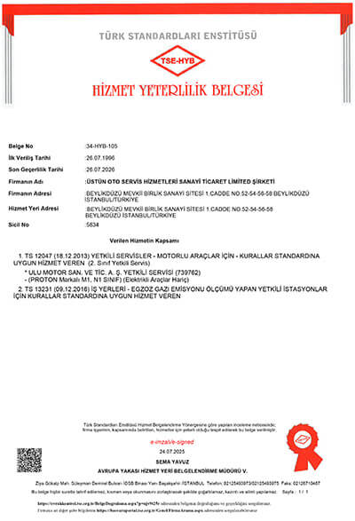 TSE 12047 Hizmet Yeterlilik Belgesi